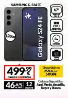 Oferta de Samsung - Galaxy S24 Fe por 499,99€ en Game