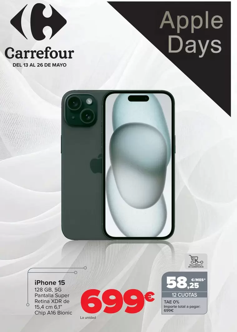 Oferta de Apple - iPhone 15 por 699€ en Carrefour