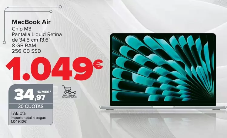 Oferta de Apple - MacBook Air por 1049€ en Carrefour
