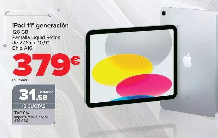 Oferta de Apple - iPad 11ª Generación por 379€ en Carrefour