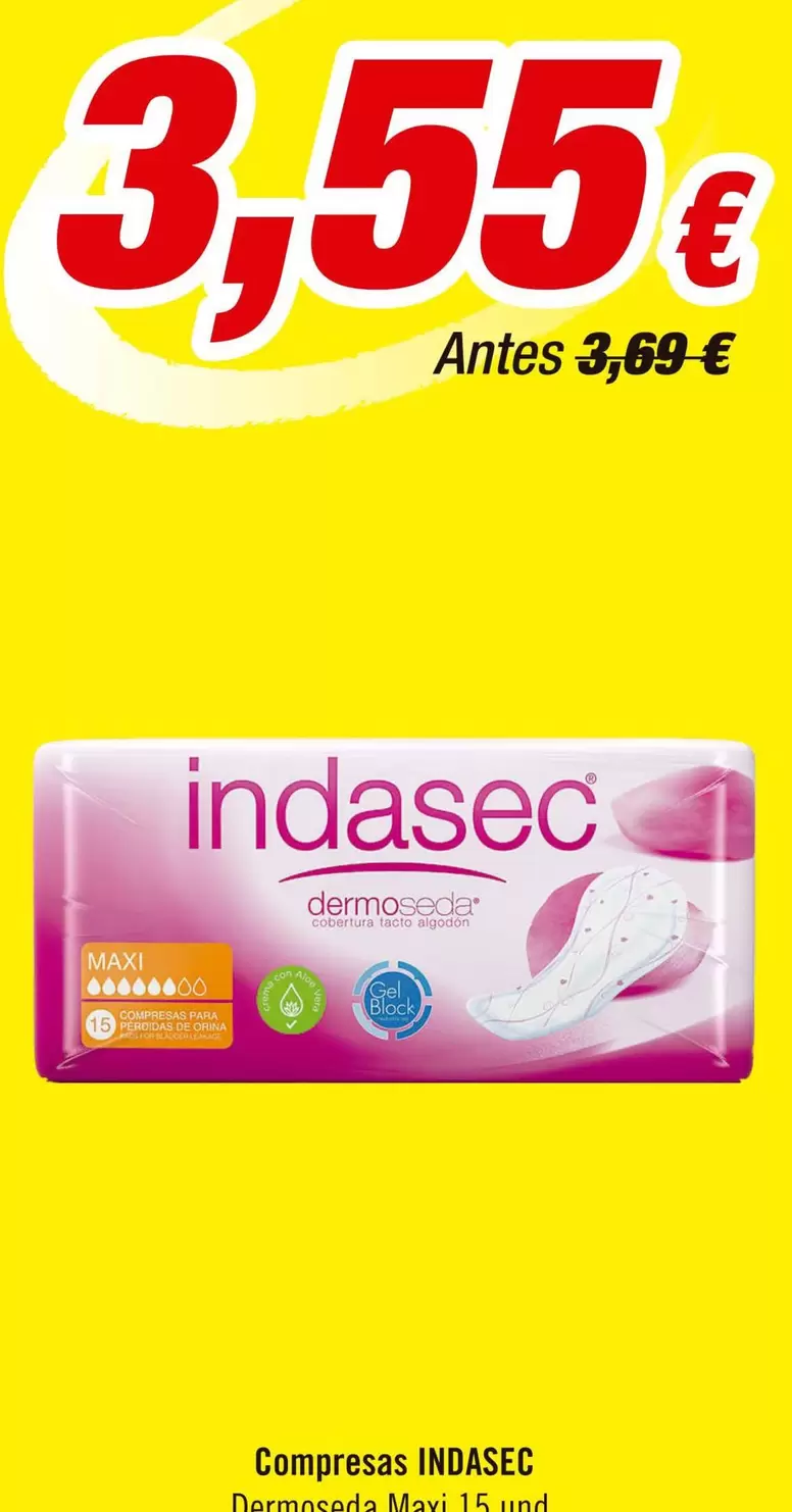Oferta de Indasec - Compresas por 3,55€ en Aquabel Perfumerías