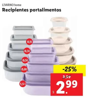 Oferta de Livarno Home - Recipientes Portalimentos por 2,99€ en FACTORI discount