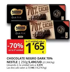 Oferta de Nestlé - Chocolate Negro Dark 70% por 1,65€ en Supermercados MAS