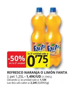 Oferta de Fanta - Refresco Naranja O Limon por 1,25€ en Supermercados MAS