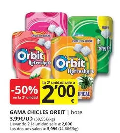 Oferta de Orbit - Gama Chicles por 3,99€ en Supermercados MAS
