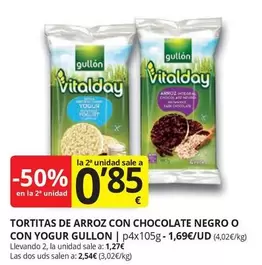 Oferta de Vitalday - Tortitas De Arroz Con Chocolate Negro O Con Yogur por 1,27€ en Supermercados MAS