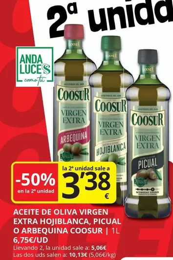 Oferta de Coosur - Aceite De Oliva Virgen Extra Hojiblanca, Picual O Arbequina por 5,06€ en Supermercados MAS
