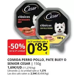 Oferta de Cesar - Comida Perro Pollo, Pate Buey O Senior por 1,69€ en Supermercados MAS
