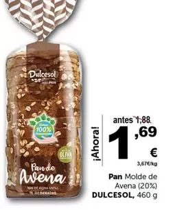 Oferta de Dulcesol - Pan Molde De Avena por 1,69€ en Masymas