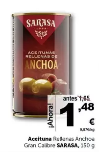 Oferta de Sarasa - Aceituna Rellenas Anchoa por 1,48€ en Masymas