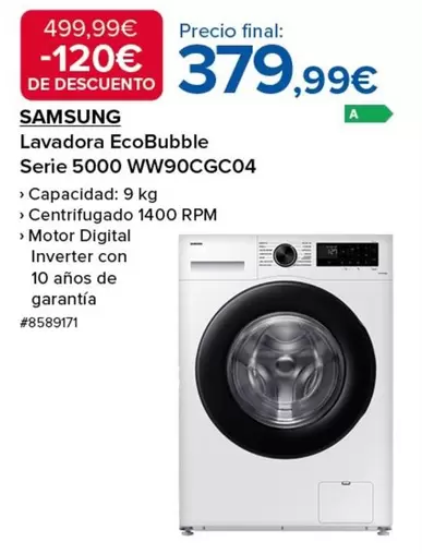 Oferta de Samsung - Lavadora EcoBubble Serie 5000 WW90CGC04 por 379,99€ en Costco