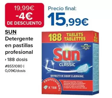 Oferta de Sun - Detergente En Pastillas Profesional por 15,99€ en Costco