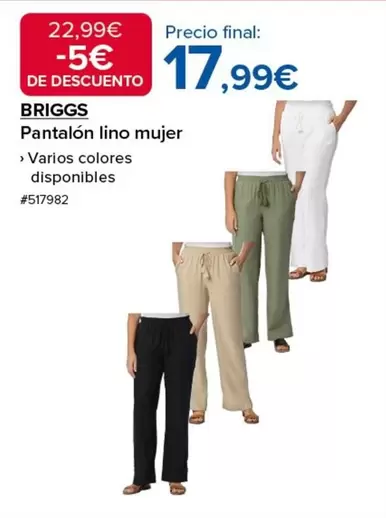 Oferta de Pantalón Lino Mujer por 17,99€ en Costco
