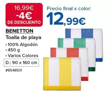 Oferta de Benetton - Toalla De Playa por 12,99€ en Costco