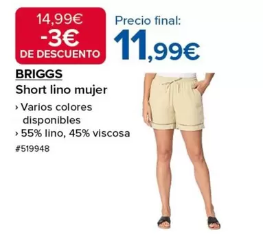 Oferta de Short Lino Mujer por 11,99€ en Costco