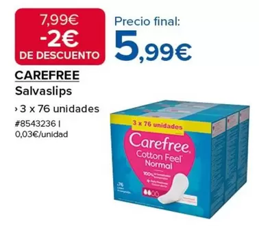 Oferta de Carefree - Salvaslips por 5,99€ en Costco