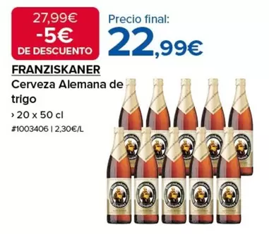 Oferta de Franziskaner - Cerveza Alemana De Trigo por 22,99€ en Costco