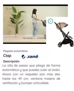 Oferta de Jané -  Clap Descripción Jané La Silla De Paseo Que Pliega De Forma Automática Y Que Puedes Subir Al Avión en Dulce Bebé