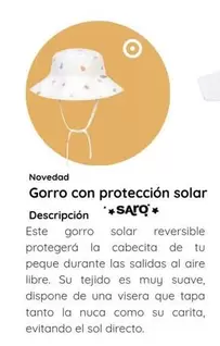 Oferta de Saro - Gorro Con Proteccion Solar en Dulce Bebé