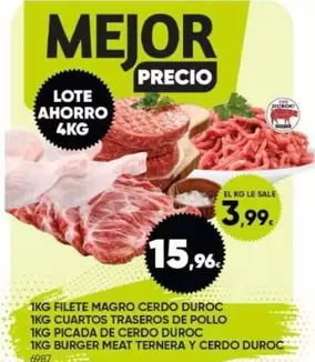 Oferta de Duroc - Filete Magro Cerdo Duroc 1kg Cuartos Traseros De Pollo 1kg Picada De Cerdo Duroc 1kg Burger Meat Ternera Y Cerdo Duroc por 15,96€ en Family Cash
