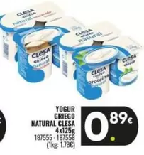 Oferta de Clesa - Yogur Griego Natural por 0,89€ en Family Cash