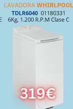Oferta de Whirlpool - Lavadora TDLR6040 por 319€ en Master Cadena