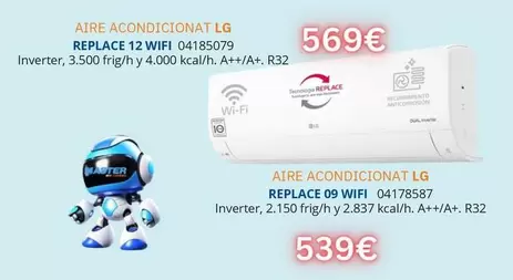 Oferta de LG - Aire Acondicionat Replace 12 Wifi 04185079 por 569€ en Master Cadena