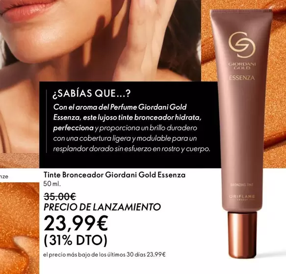 Oferta de Tinte Bronceador Gold Essenza por 23,99€ en Oriflame