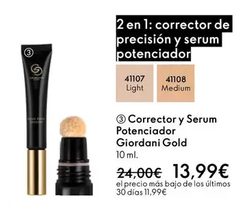 Oferta de Giordani - Corrector Y Serum Potenciador Gold por 13,99€ en Oriflame