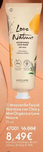 Oferta de Oriflame - Mascarilla Facial Nujar Con Chiya Natural Love Nature por 8,49€ en Oriflame