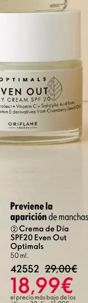 Oferta de Optimals - Creme De Dia SPF20 Even Out por 18,99€ en Oriflame