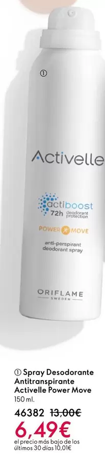 Oferta de Oriflame - Spray Desodorante Antigripante Active por 6,49€ en Oriflame