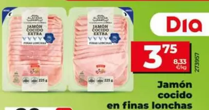 Oferta de Dia Nuestra Alacena - Jamón Cocido En Finas Lonchas  por 3,75€ en Dia