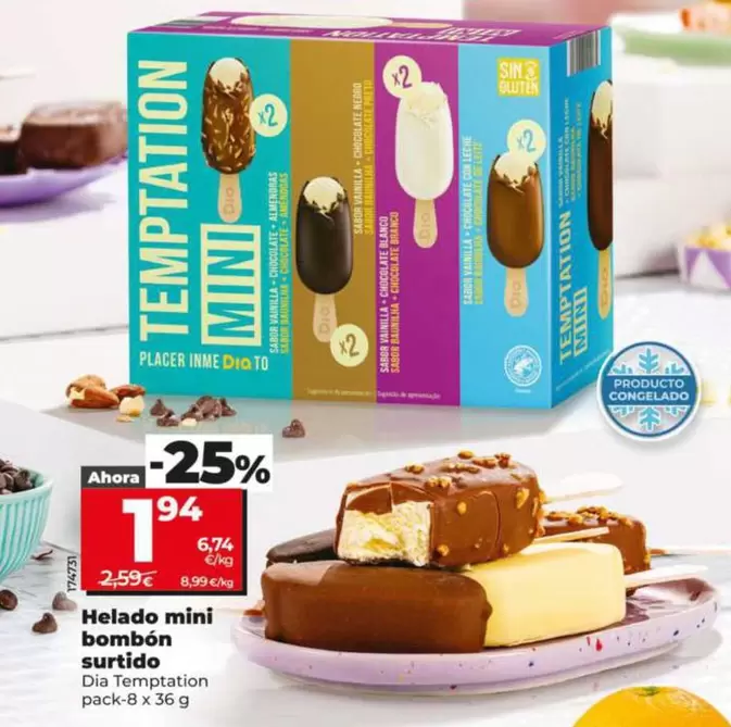 Oferta de Dia Temptation - Helado Mini Bombón Surtido  por 1,94€ en Dia