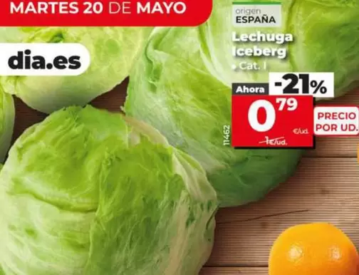 Oferta de Lechuga Iceberg por 0,79€ en Dia
