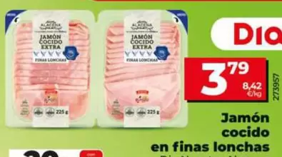 Oferta de Dia Nuestra Alacena - Jamón Cocido En Finas Lonchas por 3,79€ en Dia