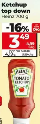 Oferta de Heinz - Ketchup Top Down por 3,49€ en Dia