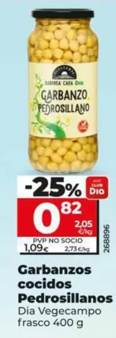 Oferta de Dia Vegecampo - Garbanzos Cocidos Pedrosillanos por 0,82€ en Dia