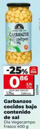 Oferta de Dia Vegecampo - Garbanzos Cocidos Bajo Contenido De Sal por 0,86€ en Dia