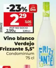 Oferta de Condominium - Vino Blanco Verdejo Frizzante 5,5º por 2,29€ en Dia