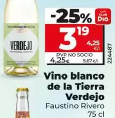 Oferta de Faustino Rivero - Vino Blanco De La Tierra Verdejo  por 3,19€ en Dia