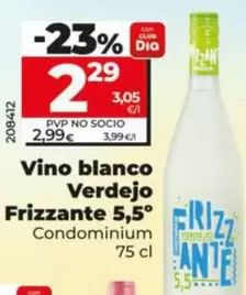 Oferta de Condominium - Vino Blanco Verdejo Frizzante 5,5º  por 2,29€ en Dia