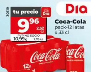 Oferta de Coca-Cola - Pack-12 Latas X 33 Cl por 9,96€ en Dia