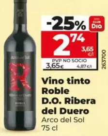 Oferta de Arco Del Sol - Vino Tinto Roble D.O. Ribera Del Duero  por 2,74€ en Dia