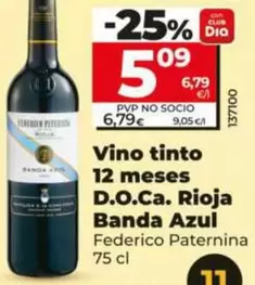 Oferta de Federico Paternina - Vino Tinto 12 Meses D.O.Ca. Rioja Banda Azul por 5,09€ en Dia