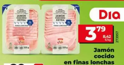 Oferta de Dia Nuestra Alacena - Jamón Cocido En Finas Lonchas  por 3,79€ en Dia