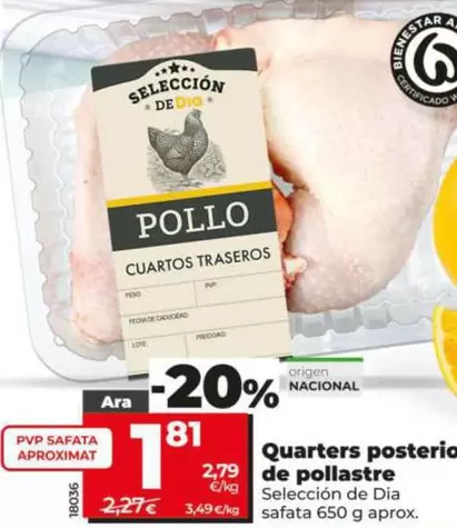 Oferta de Seleccion De Dia - Cuartos Traseros De Pollo  por 1,81€ en Dia
