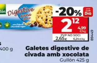 Oferta de Gullón - Galletas Digestive De Avena Con Chocolate  por 2,12€ en Dia