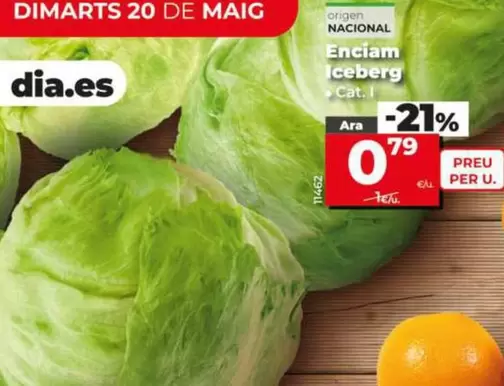 Oferta de Lechuga Iceberg por 0,79€ en Dia