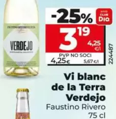 Oferta de Faustino Rivero - Vino Blanco De La Tierra Verdejo  por 3,19€ en Dia